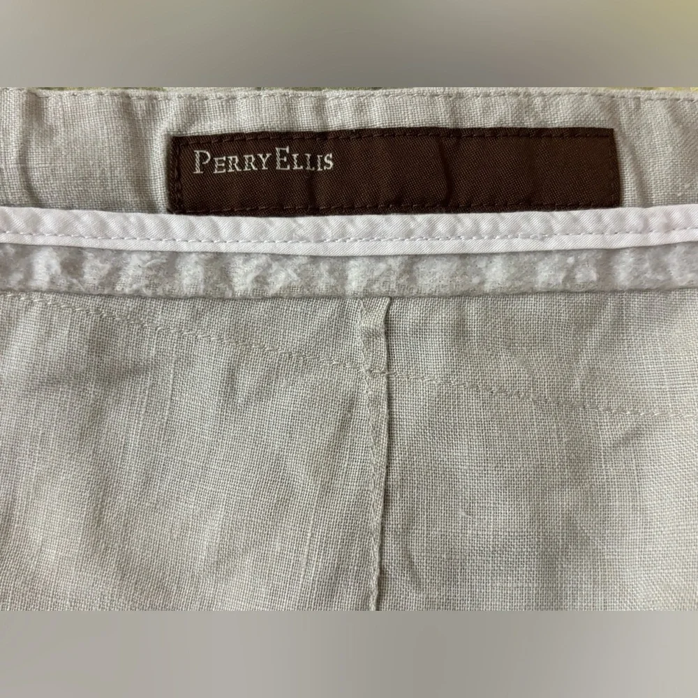 Perry Ellis Tan Linen Blend Drawstring Pants - Picture 5 of 6